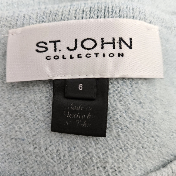 St. John Collection Light Aqua Santana Knit Wool Sheath Dress Size 6 Women's T22 - Picture 8 of 9